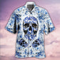 Blue Skull Hawaiian Shirt With Detailed Graphic For Vacation Getaways Resort Wear And Casual Celebrations