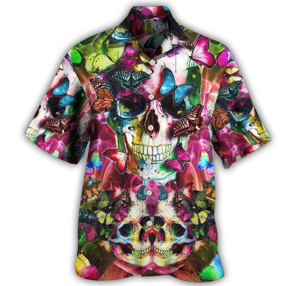 Floral Skull Hawaiian Shirt With Detailed Graphic For Resort Travel Summer Outings And Casual Gatherings