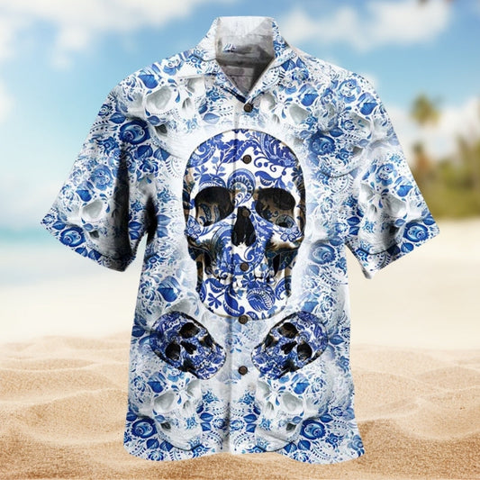 Vintage Skull Hawaiian Shirt For Vacation Cruise And Warm Weather Fashion