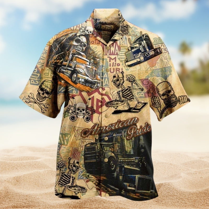 Vintage Skull Hawaiian Shirt For Island Getaway, Casual Weekend, And Vacation Outfit