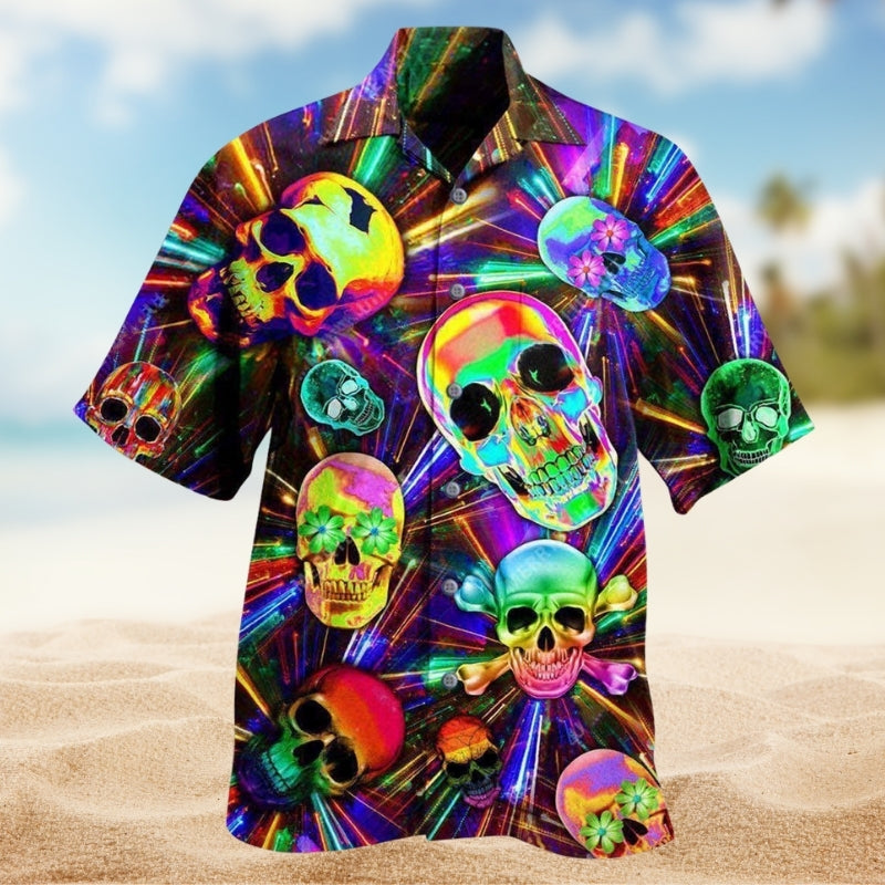 Vintage Skull Hawaiian Shirt For Resort Escape And Everyday Comfort
