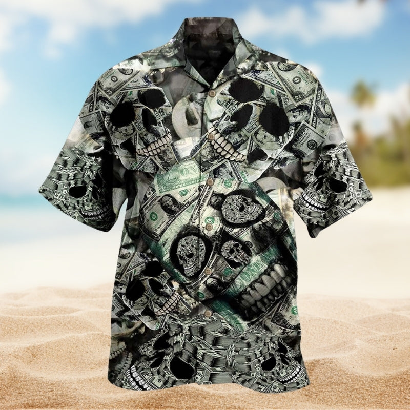 Rebellious Skull Design Hawaiian Shirt For Beach Days, Summer Outings, And Thoughtful Gift Giving