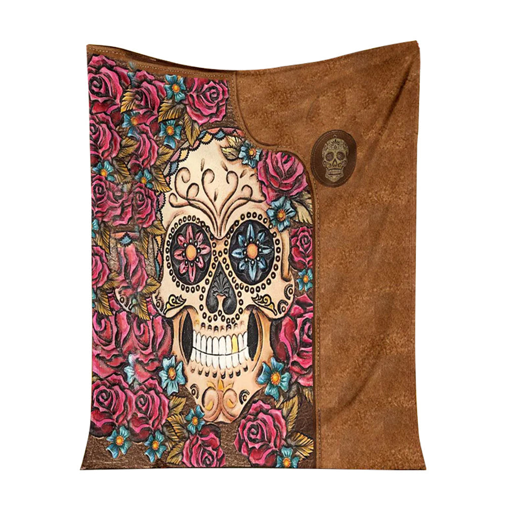 Skull Lovers Beautiful Rose Flannel Blanket For Cozy Bedroom Sofa Decor