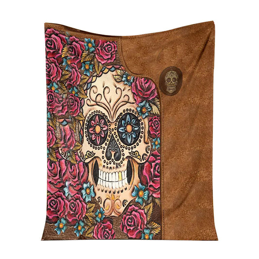 Skull Lovers Beautiful Rose Flannel Blanket For Cozy Bedroom Sofa Decor