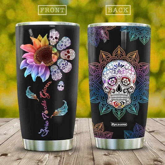 Skull Mandala Sunflower 20 Oz Tumbler For Coffee Travel And Daily Drinks