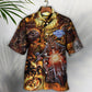 Skull Flame Motorcycle Racing Fire Hawaiian Shirt Pattern Detail For Summer Holidays And Outdoor Fun