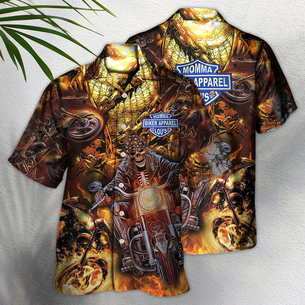 Skull Flame Motorcycle Racing Fire Hawaiian Shirt For Vacation Days And Relaxed Coastal Outings