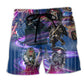 Neon Skull Music Crazy Beach Shorts For Coastal Road Trips And Easy Warm Weather Wear