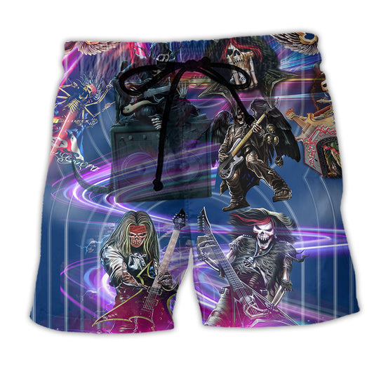 Neon Skull Music Crazy Beach Shorts For Coastal Road Trips And Easy Warm Weather Wear