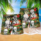 Christmas Skull Cat Beach Shorts Pattern Detail For Seaside Leisure And Vacation Ready Style