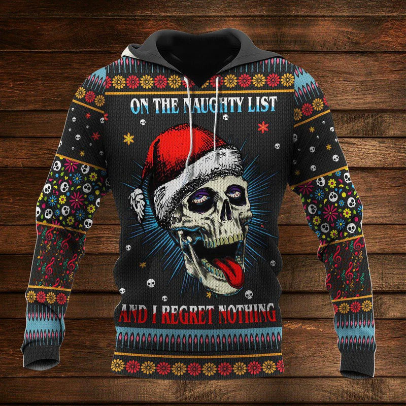 Skull Naughty List Holiday Hoodie For Holiday Parties Weekend Outings And Cheerful Gift Giving