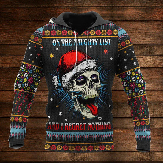 Skull Naughty List Holiday Hoodie For Holiday Parties Weekend Outings And Cheerful Gift Giving