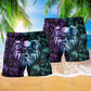 Colorful Skull Beach Shorts Pattern Detail For Vacation Style And Relaxed Casual Wear