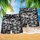Skull No Fear Pain Beach Shorts Design Detail For Spooky Season Travel