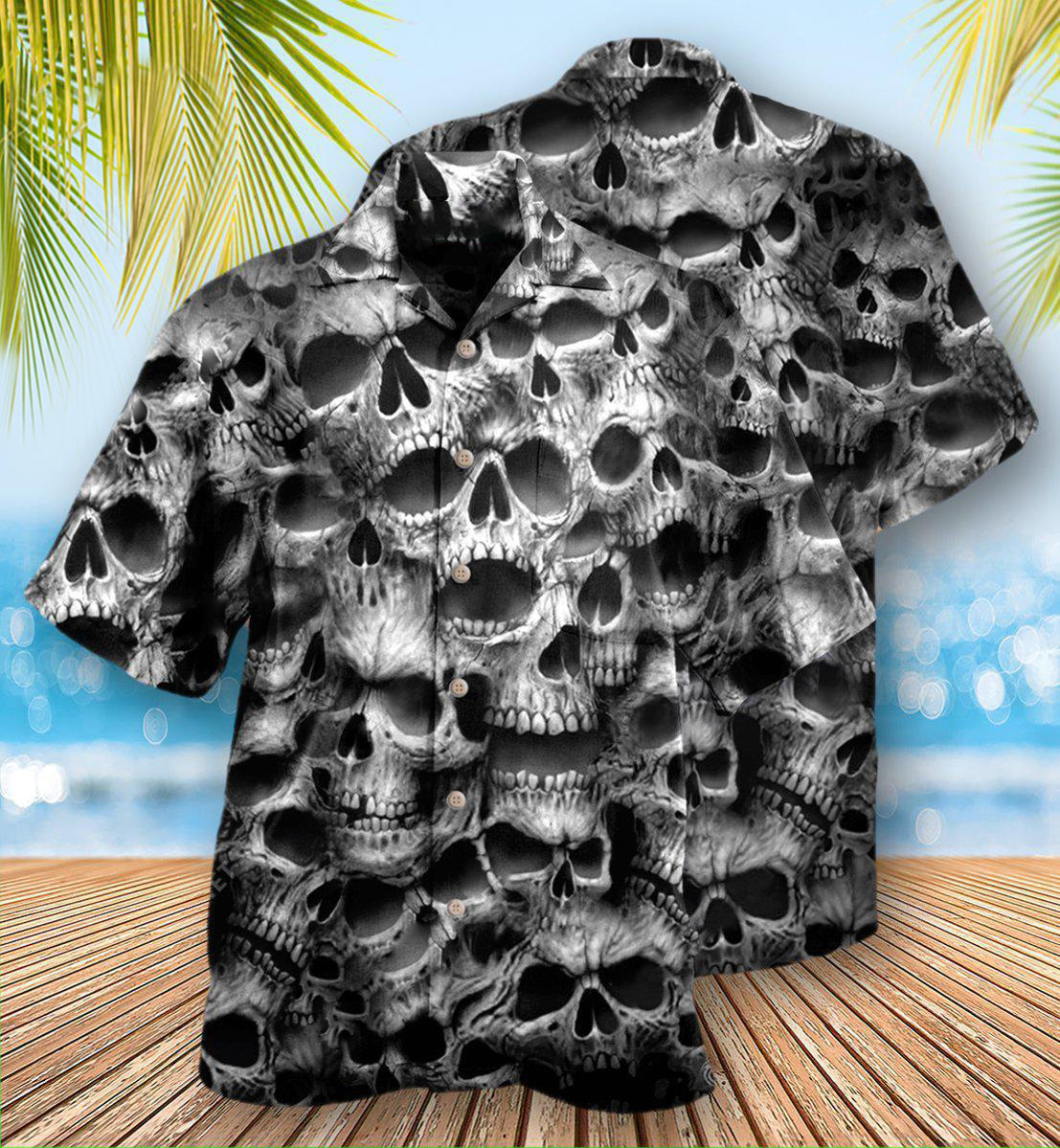 Skull Hawaiian Shirt With All Over Print For Summer Events Coastal Travel And Comfortable Styling