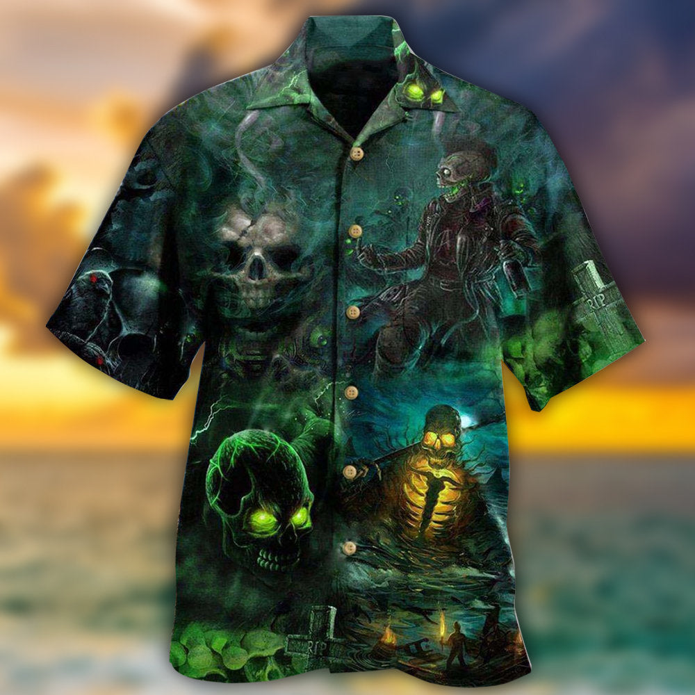 Dark Skull Flesh Brain Still Pain Hawaiian Shirt Design View For Resort Travel And Thoughtful Gifting