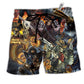 Skull No Guts No Glory Cool Hawaiian Print Beach Shorts For Fantasy Fan Beach Days