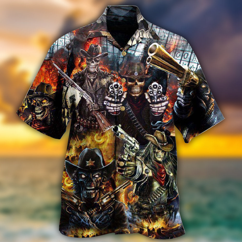 Dark Skull Guts Glory Hawaiian Shirt For Summer Events And Casual Outdoor Wear