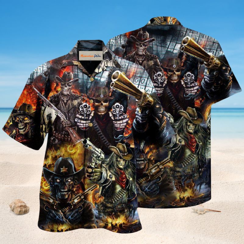 Bold Skull Courage Hawaiian Shirt For Vacation Adventures Beach Events And Relaxed Warm Weather Style