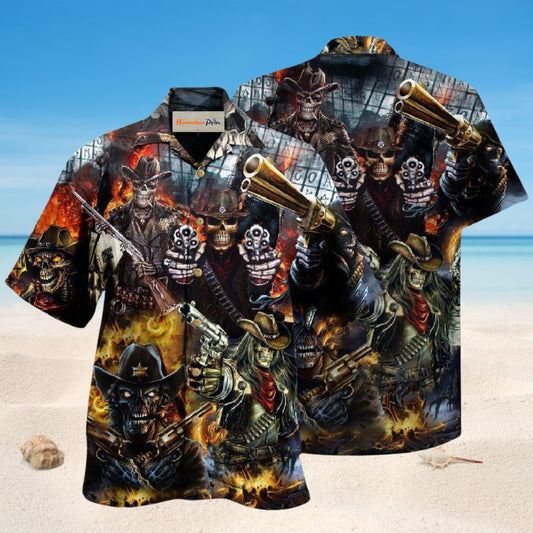 Bold Skull Courage Hawaiian Shirt For Vacation Adventures Beach Events And Relaxed Warm Weather Style