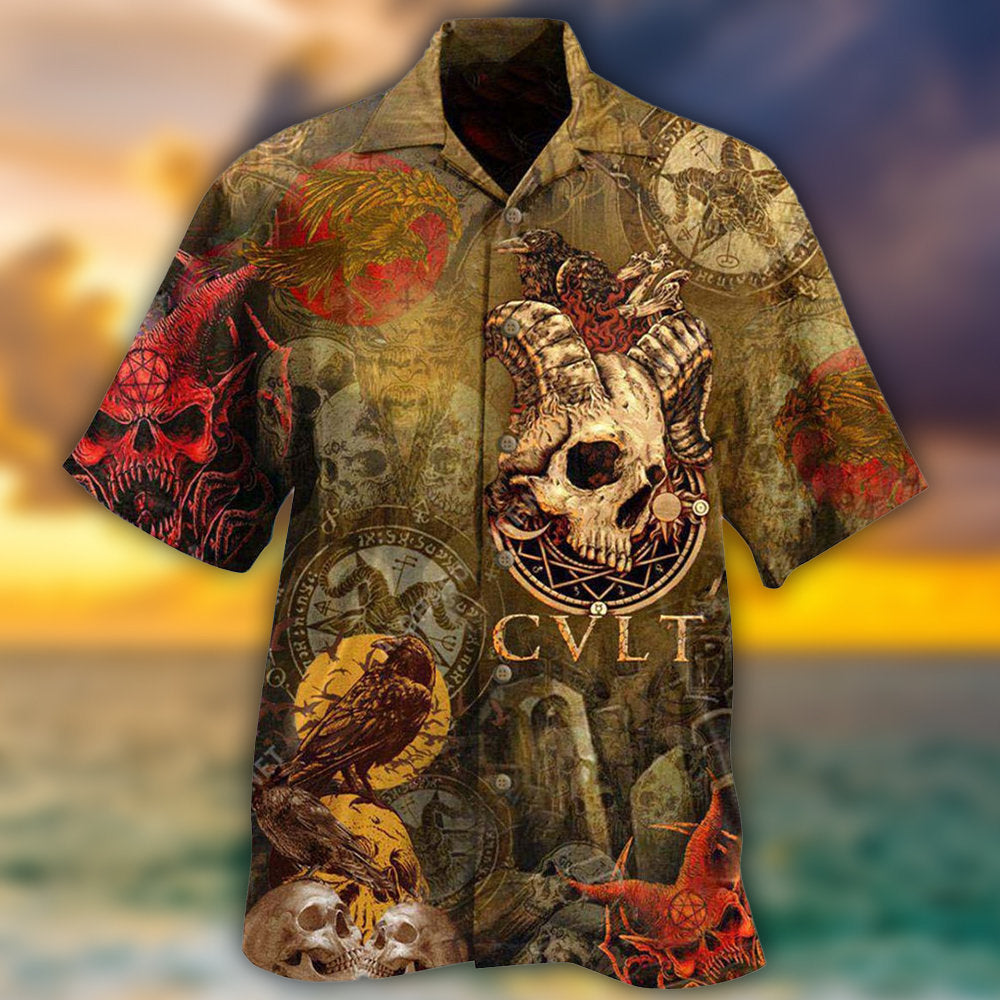 Skull Hawaiian Shirt With Detailed Graphic For Tropical Parties Vacation Travel And Casual Summer Style