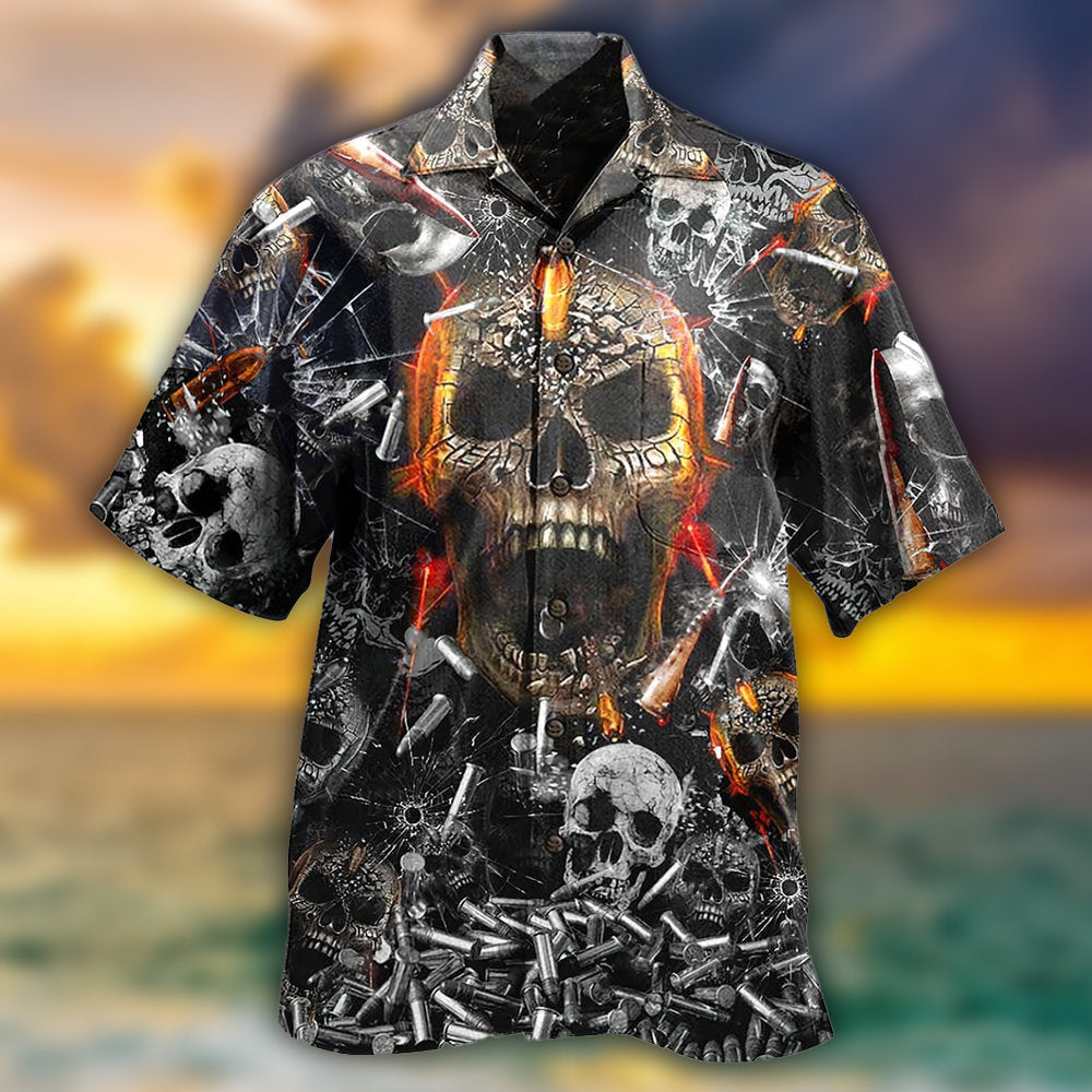 Skull Hawaiian Shirt With Detailed Graphic For Resort Holidays Beach Travel And Relaxed Casual