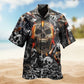 Gothic Skull Hawaiian Shirt For Coastal Travel, Casual Events, And Comfortable Summer Wear