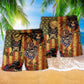Patriotic Cowboy Skull American Beach Shorts Pattern Detail For Coastal Leisure And Comfortable Daily Wear