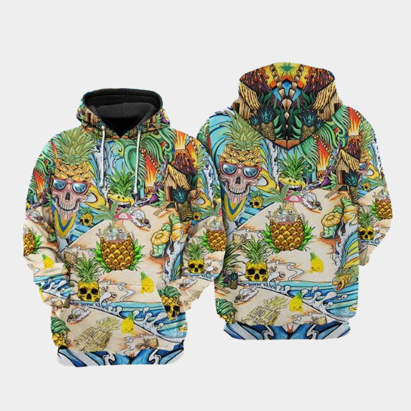 Skull Pineapple Fruit Hoodie For Gothic Inspired Travel Casual Style And Gift Giving