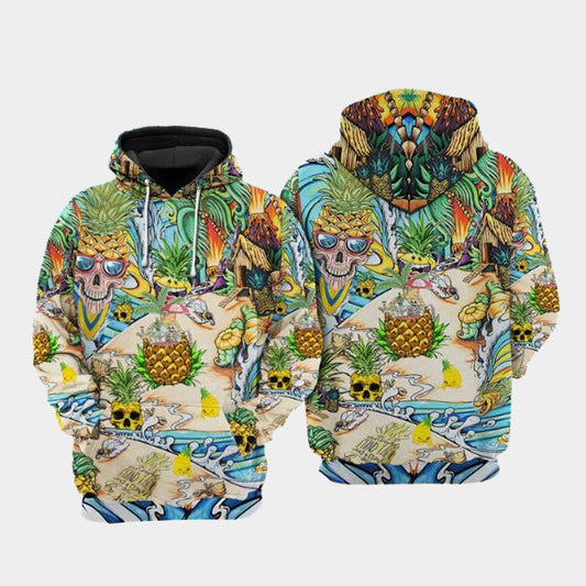 Skull Pineapple Fruit Hoodie For Gothic Inspired Travel Casual Style And Gift Giving