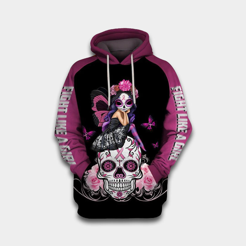Pink Skull Breast Cancer Awareness Hoodie For Community Outreach Casual Travel And Meaningful Wear