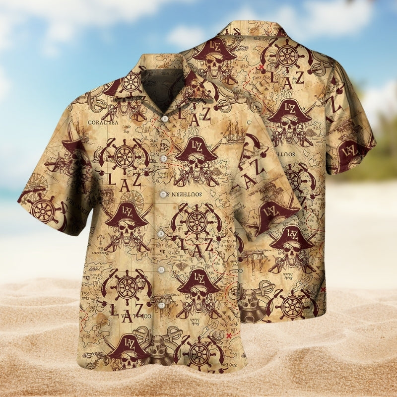 Skull Pirate Hawaiian Shirt For Poolside Gathering And Travel Ready Style