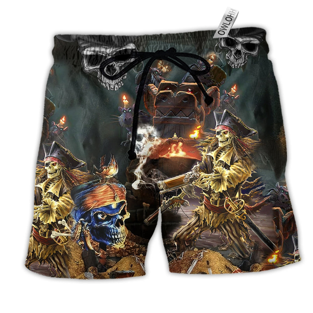 Skull Pirates Love Life So Cool Hawaiian Print Beach Shorts For Weekend Adventures And Comfort