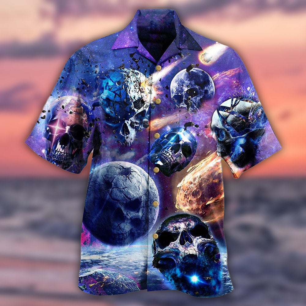 Skull Planet Galaxy Hawaiian Shirt Design Detail For Beach Days And Holiday Travel
