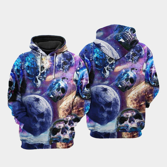 Skull Planet Galaxy Hoodie For Bold Casual Looks Travel Days And Comfortable Style