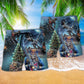 Skull Playing Rock Party Music Hawaiian Print Beach Shorts For Musicians And Outdoor Comfort