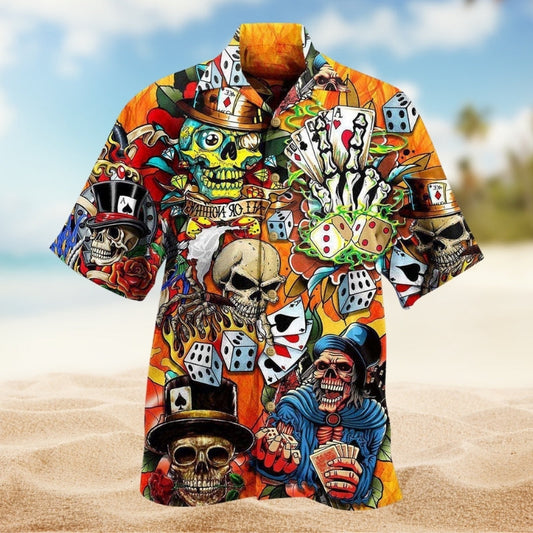 Skull Poker Hawaiian Shirt For Island Getaway And Everyday Comfort