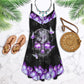 Skull Purple Butterfly V-Neck Sleeveless Cami Dress For Weekend Parties And Distinctive Outfits