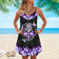 Skull Purple Butterfly V-Neck Sleeveless Cami Dress For Weekend Parties And Distinctive Outfits