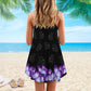 Skull Purple Butterfly V-Neck Sleeveless Cami Dress For Weekend Parties And Distinctive Outfits