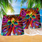 Skull Rainbow Colors Beach Shorts Artwork Detail For Coastal Festival Trips