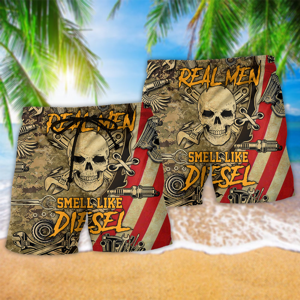 Skull Real Men Diesel Lover Beach Shorts Print Detail For Beach Activities And Vacation Wear