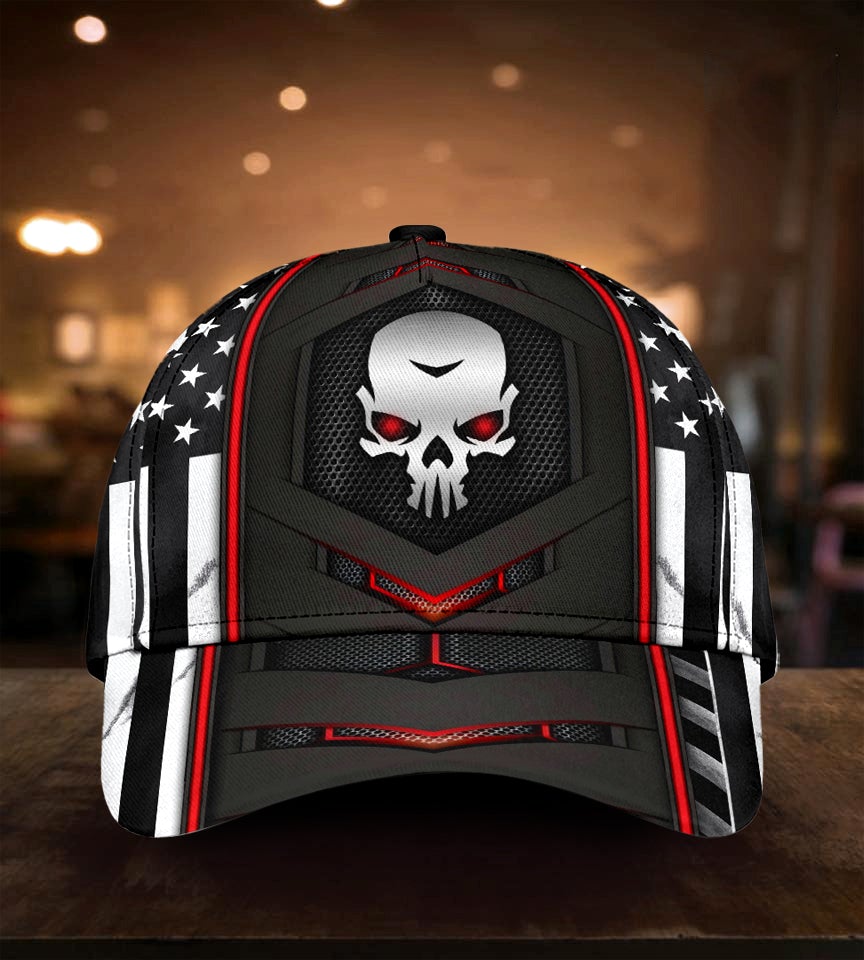 Skull Red Flag Carbon American Classic Cap For Vacation Style Outdoor Activities And Daily Comfort