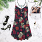 Sugar Skull Rose Tropical Skull V-Neck Sleeveless Cami Dress For Weekend Parties And Distinctive Outfits
