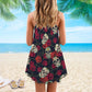 Sugar Skull Rose Tropical Skull V-Neck Sleeveless Cami Dress For Weekend Parties And Distinctive Outfits
