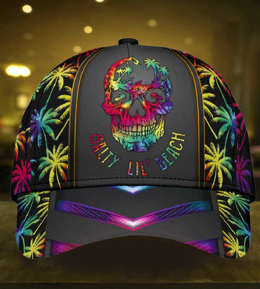 Skull Salty Beach Summer Classic Cap For Outdoor Adventures Festivals And Casual Wear