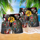 Skull Santa Is Racing To You Hawaiian Print Beach Shorts For Festive Outdoor Style