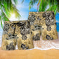 Skull Save A Ship Ride A Pirate Hawaiian Print Beach Shorts For Ocean Lover Vacation Wear