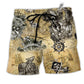 Skull Save A Ship Ride A Pirate Hawaiian Print Beach Shorts For Beach Days And Coastal Travel