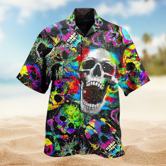 Bold Skull Attitude Hawaiian Shirt For Fantasy Fans, Resort Trips, And Imaginative Summer Style